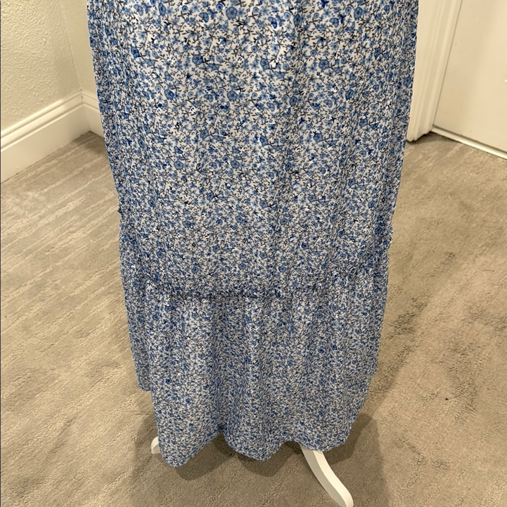 Draper James Blue and White Tiered Ruffled sleeve Tie Waist Maxi Dress Size XL - Picture 10 of 10